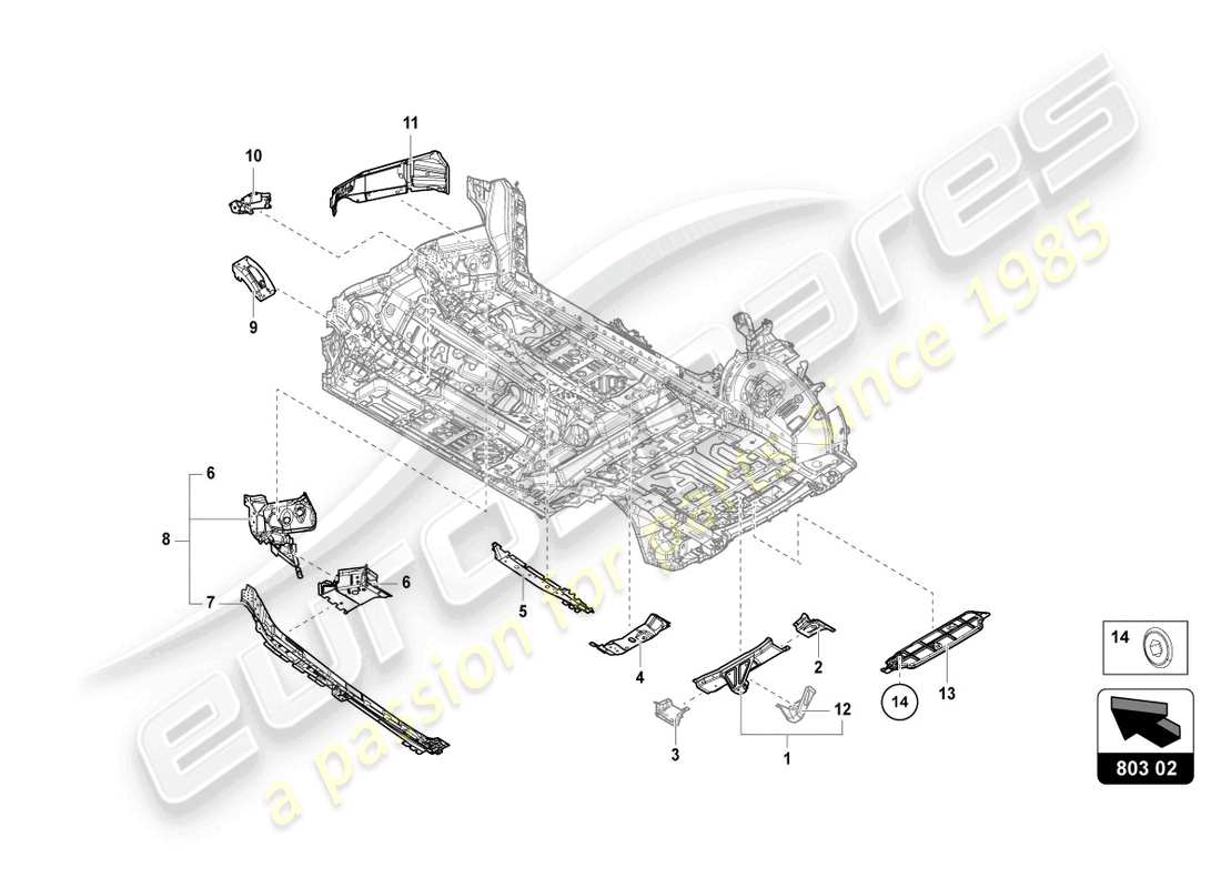 lamborghini urus s (2023) unterboden-teilediagramm