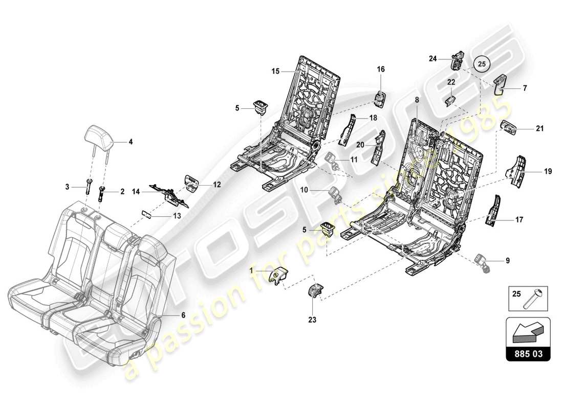 lamborghini urus (2022) sitzbank (3-seater) ersatzteildiagramm
