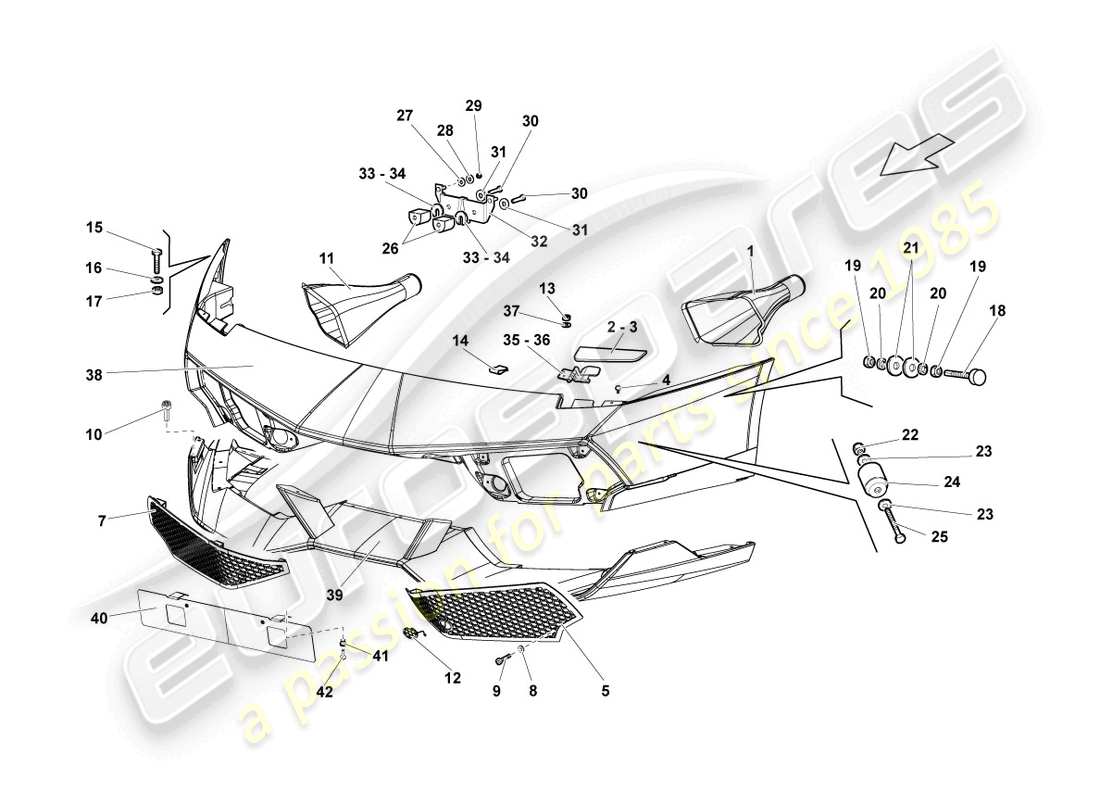 lamborghini lp670-4 sv (2010) stoßstange vorne, ersatzteildiagramm