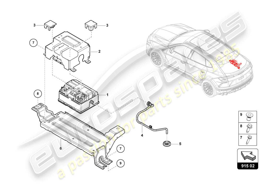 lamborghini urus (2020) kondensator für das elektrische system eines fahrzeugs mit 48 v teilediagramm