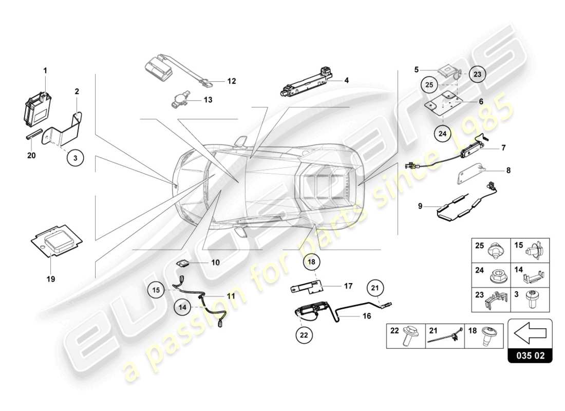 lamborghini evo coupe (2022) lautsprecher-teilediagramm