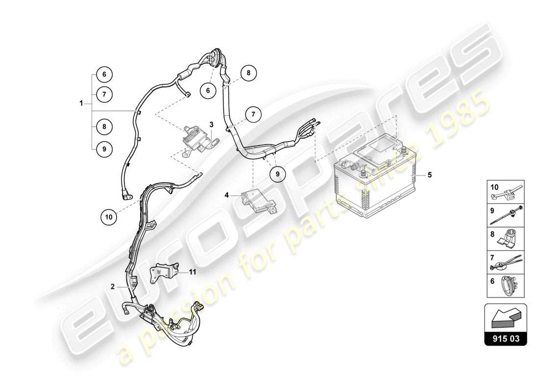 lamborghini urus (2020) kabelsatz für batterie +/- ersatzteildiagramm