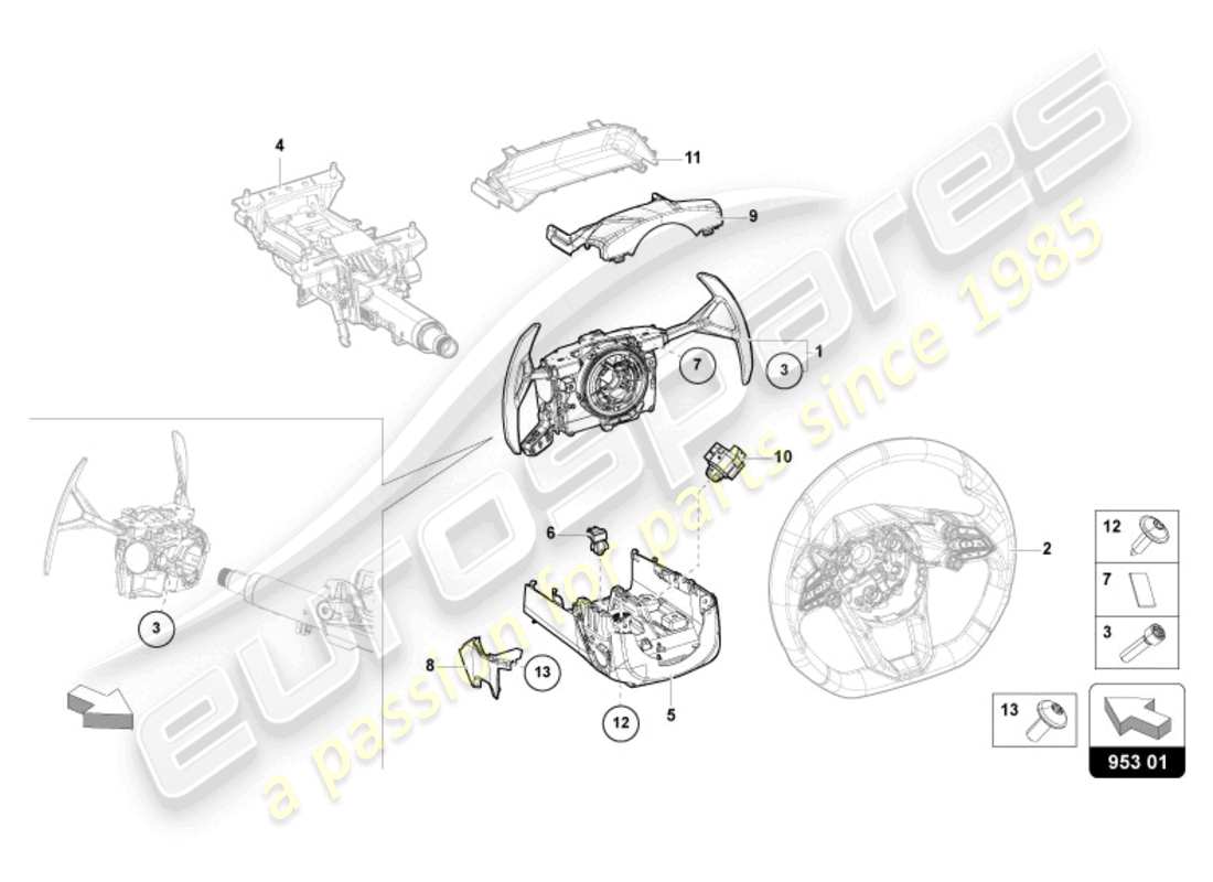 lamborghini revuelto coupe (2024) lenksatz-kombischalter ersatzteildiagramm