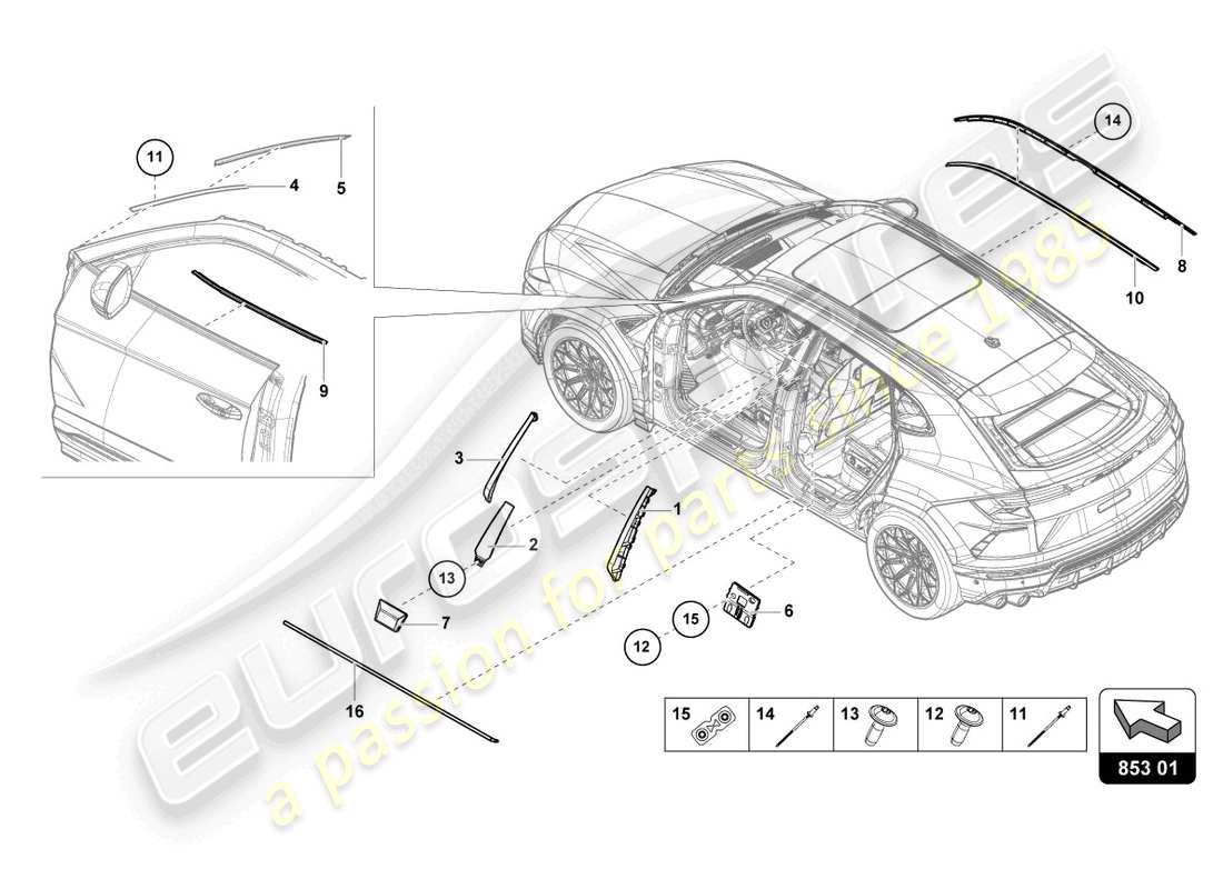 lamborghini urus (2020) formteile-ersatzteildiagramm