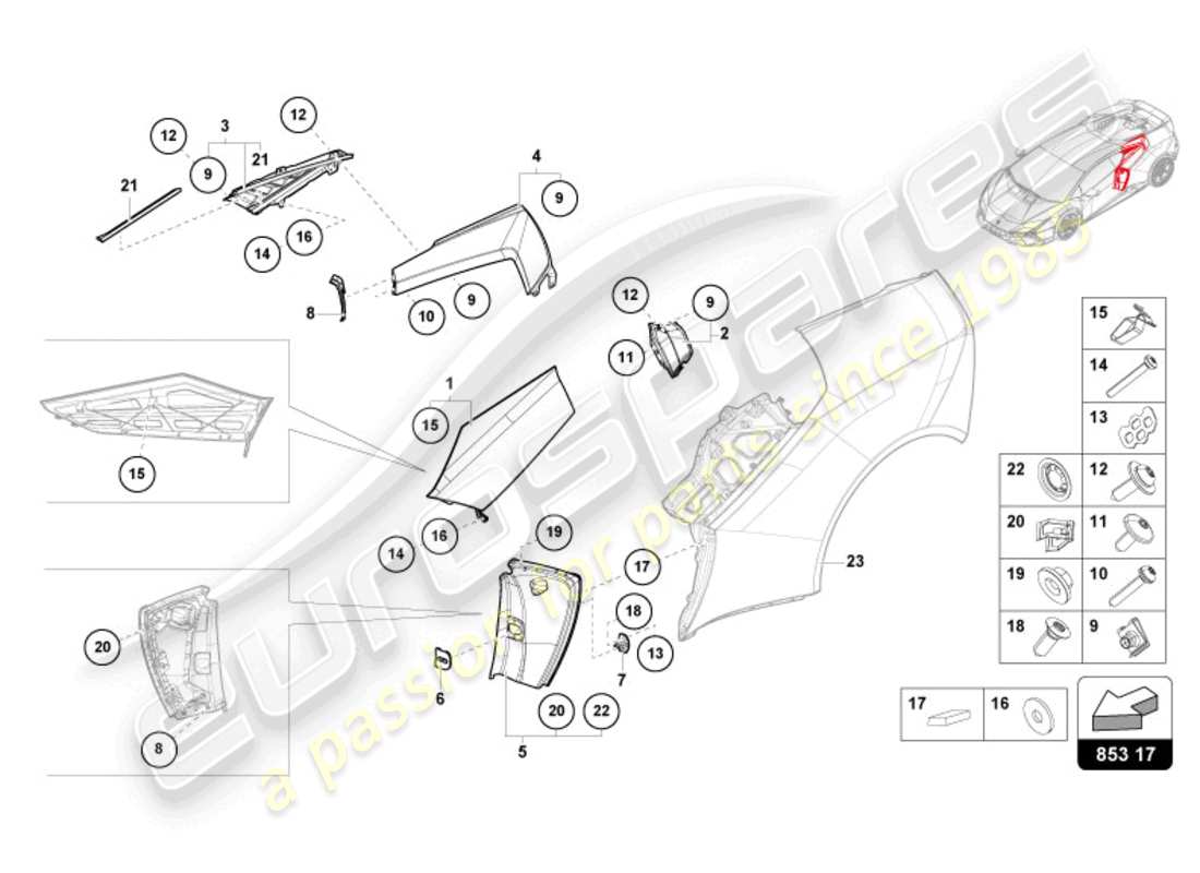 lamborghini tecnica (2024) abdeckplatte ersatzteildiagramm