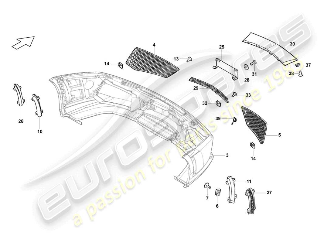 lamborghini lp550-2 coupe (2013) grille front ersatzteildiagramm