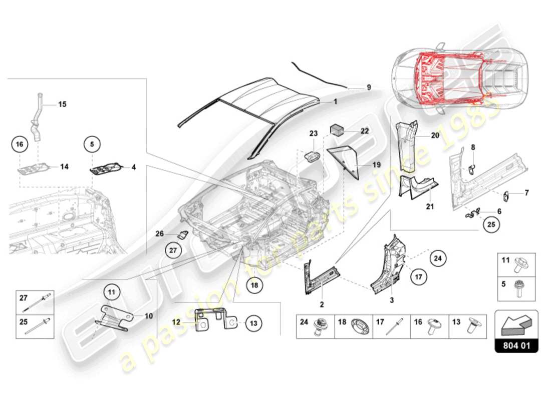 lamborghini 2024 (sterrato) roof-teilediagramm