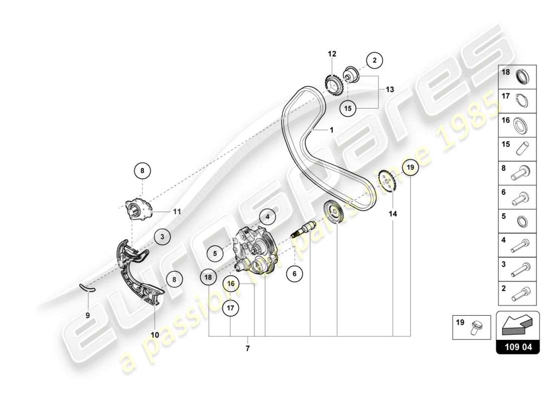 lamborghini evo spyder (2024) steuerkette ersatzteildiagramm