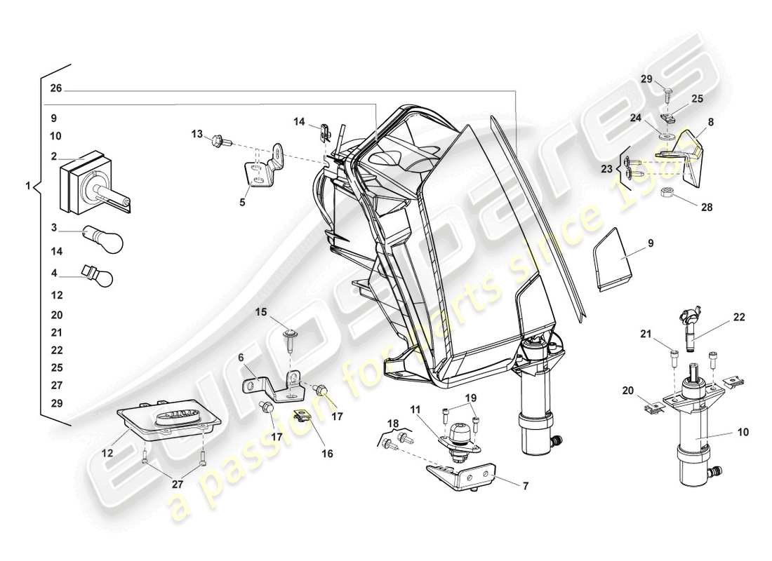 lamborghini lp570-4 sl (2012) scheinwerfer für kurvenlicht und led-tagfahrlicht teilediagramm