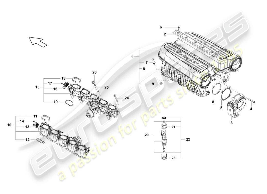 lamborghini lp560-4 spider (2014) ansaugkrümmer teilediagramm