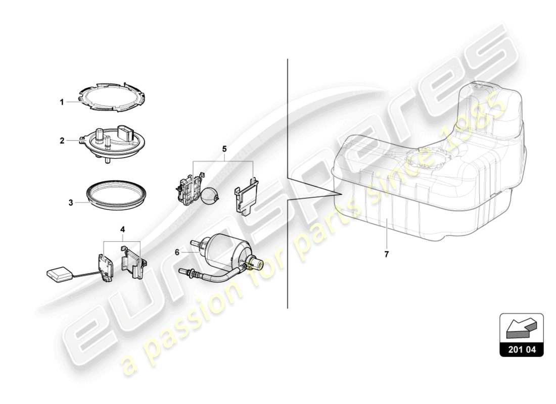 lamborghini evo spyder (2024) kraftstofffilter links ersatzteildiagramm