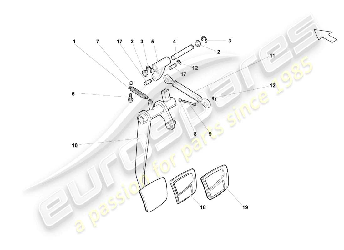 lamborghini lp550-2 spyder (2010) bremspedal teilediagramm