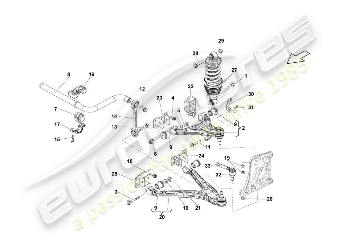 lamborghini lp560-4 coupe (2009) vorderachse teilediagramm