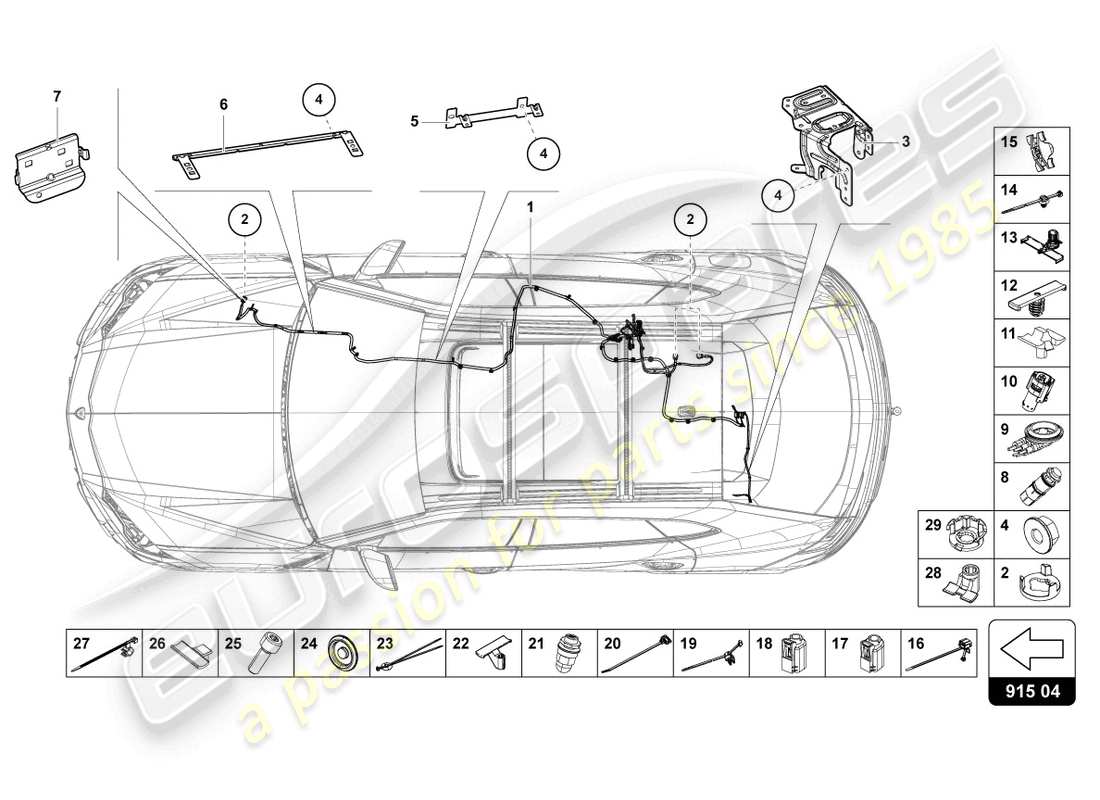 lamborghini urus (2020) kabelsatz für batterie +/- teilediagramm