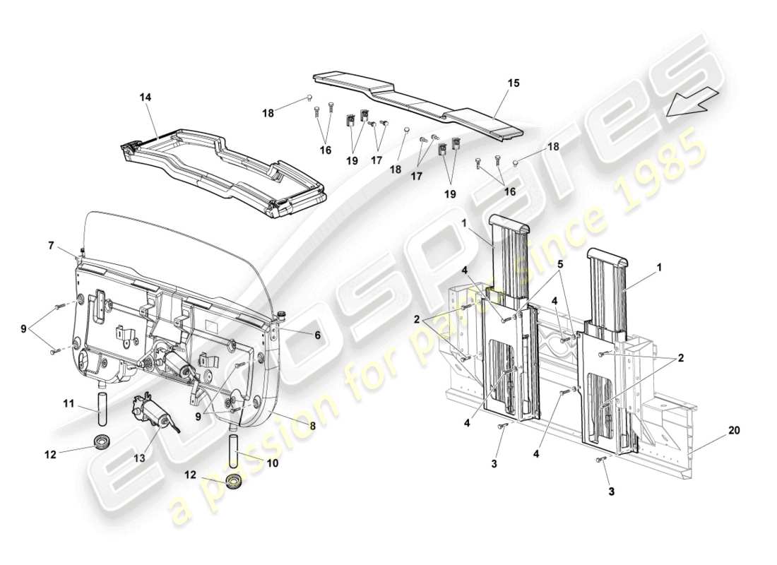 lamborghini lp550-2 spyder (2010) überrollschutzsystem teilediagramm