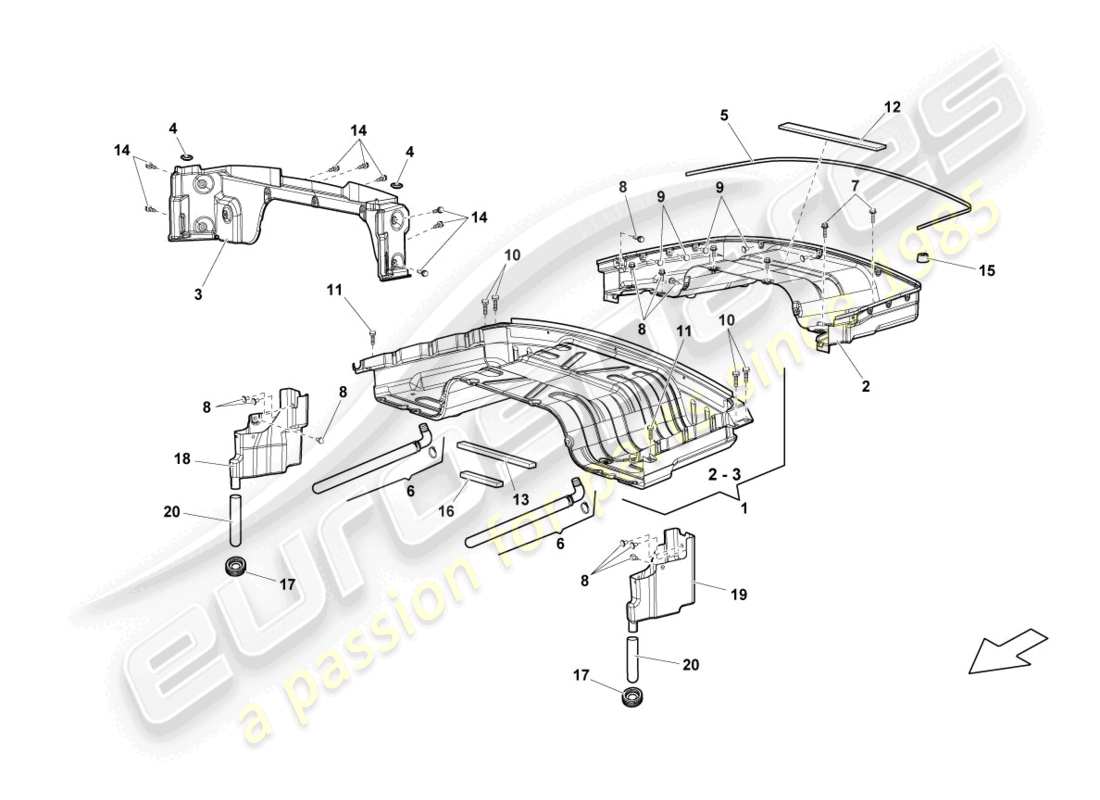 lamborghini lp550-2 spyder (2010) ersatzteildiagramm für cabrioverdeck-aufbewahrungsbox