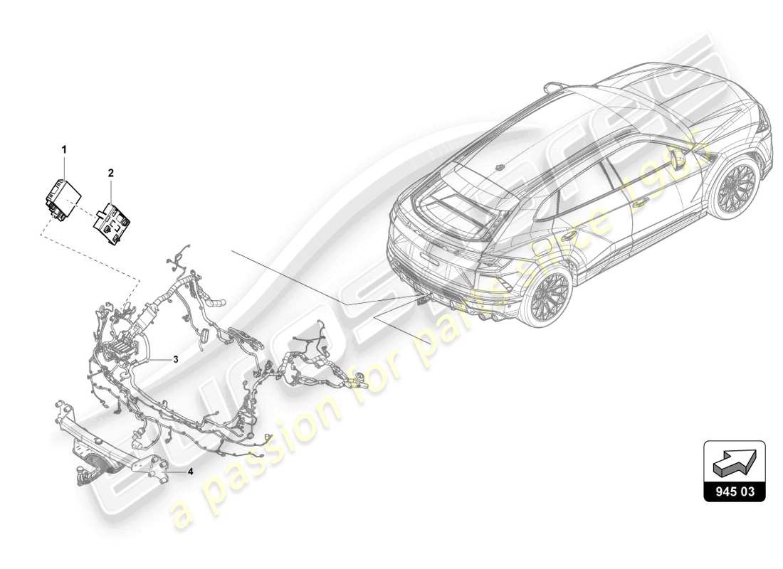 lamborghini urus (2021) elektrische teile für anhängerfahrzeuge ersatzteildiagramm