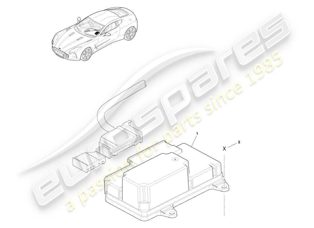 aston martin one-77 (2011) teilediagramm der airbag-steuerung