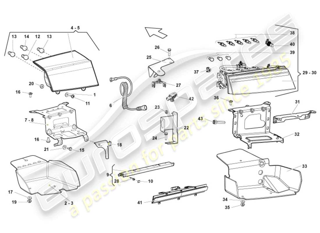 lamborghini lp550-2 spyder (2010) rücklicht ersatzteildiagramm