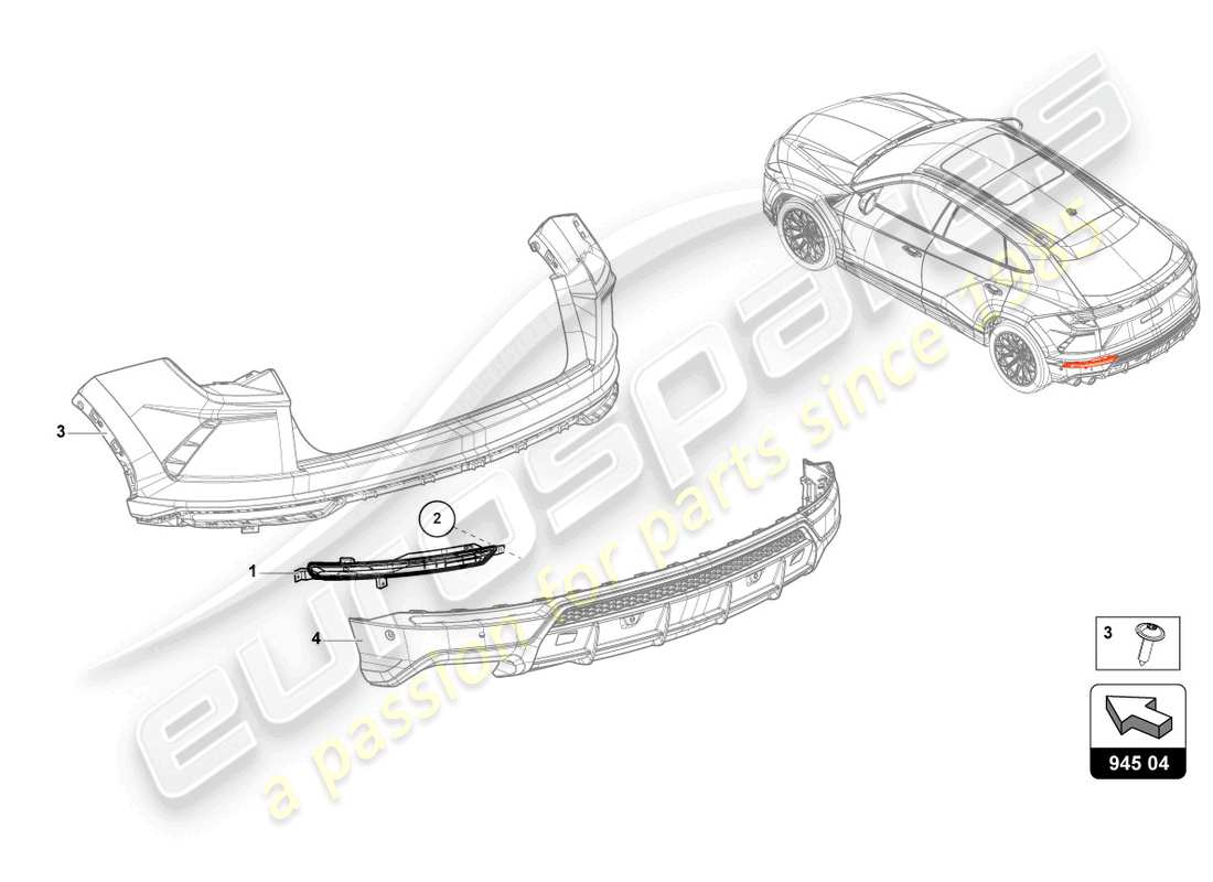 lamborghini urus (2022) led-nebelschlussleuchte ersatzteildiagramm