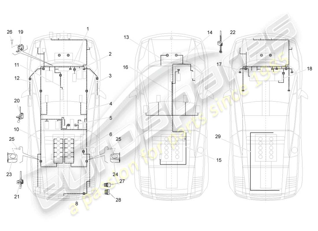 lamborghini gallardo spyder (2006) kabelbäume ersatzteildiagramm