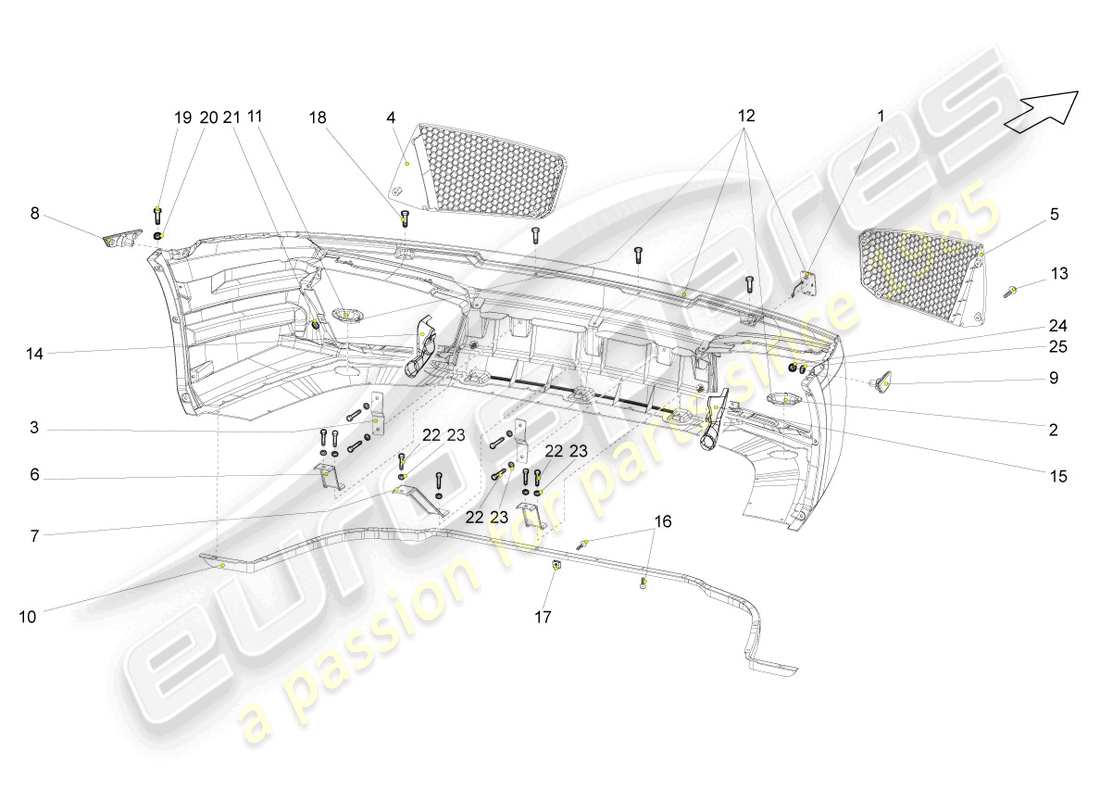 lamborghini gallardo spyder (2006) stoßstange vorne, ersatzteildiagramm