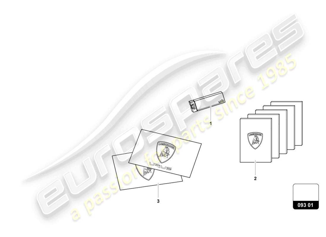 lamborghini urus performante (accessories) hilfsmaterial 'marketing' ersatzteildiagramm