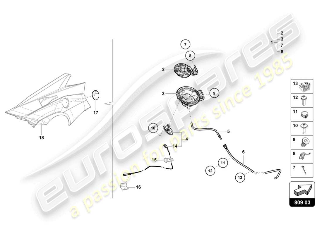 lamborghini sto (2022) kraftstoffeinfüllklappe teilediagramm