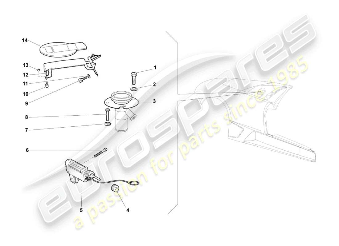 lamborghini lp640 coupe (2009) tankklappe - ersatzteildiagramm