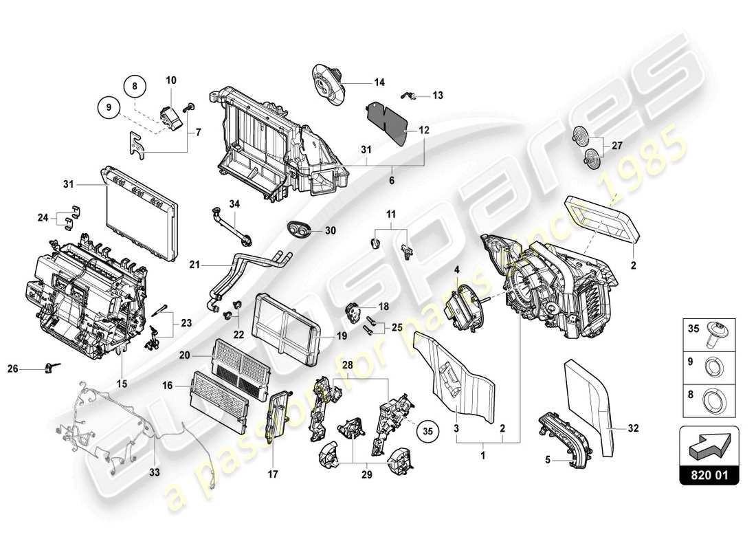 lamborghini urus (2020) klimaanlage mit elektronischer regelung ersatzteildiagramm