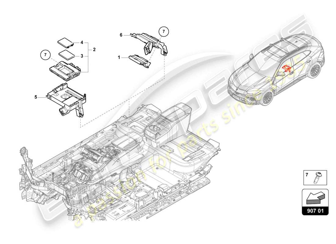 lamborghini urus (2020) diagnose-schnittstelle für datenbus (gateway) ersatzteildiagramm