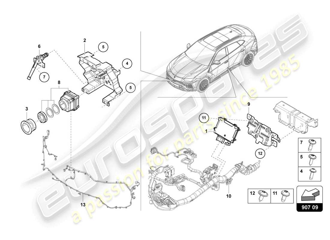 lamborghini urus (2019) kamera für nachtsichtsystem ersatzteildiagramm