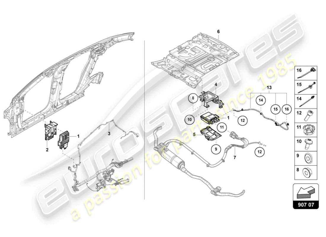 lamborghini urus (2021) steuergerät für aktive wankstabilisierung ersatzteildiagramm
