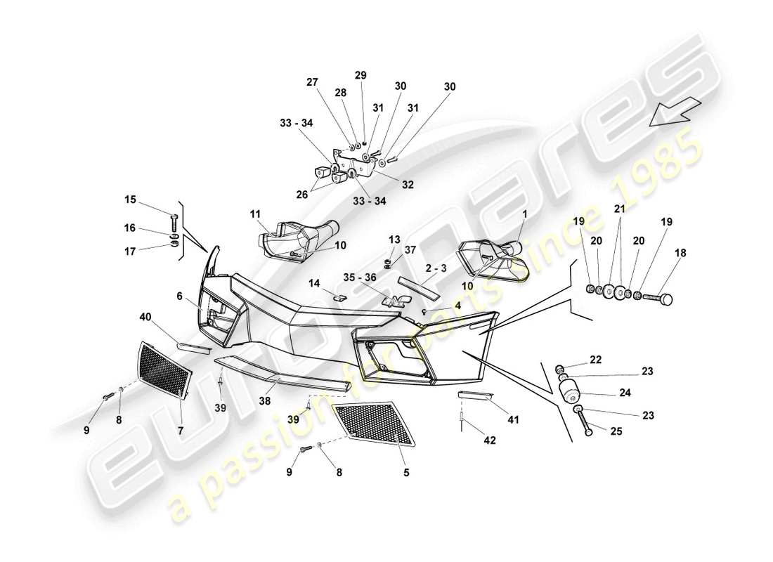 lamborghini reventon stoßstange vorne, ersatzteildiagramm