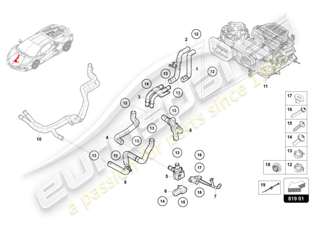 lamborghini revuelto coupe (2024) klimaanlage/heizung standard ersatzteilübersicht