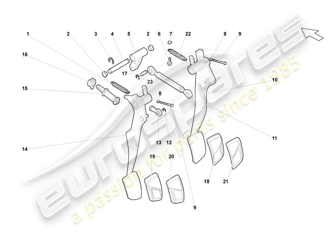 lamborghini gallardo spyder (2006) brems- und beschleunigungshebelmech. teilediagramm