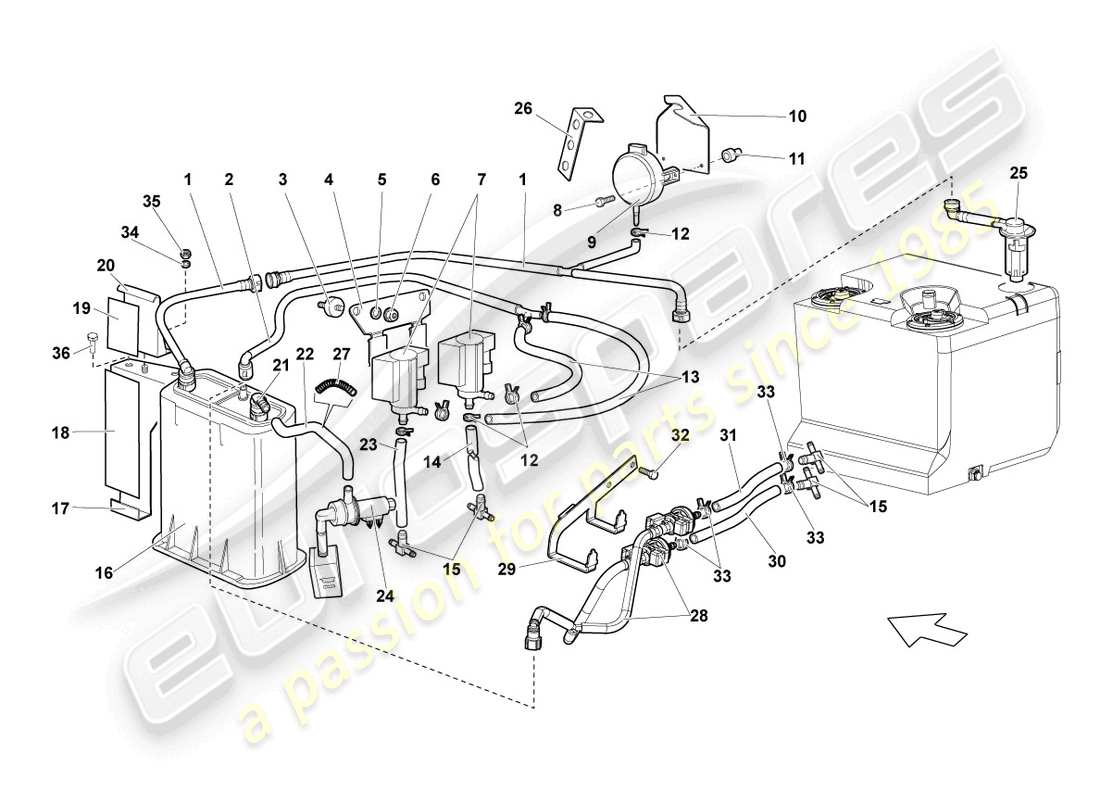 lamborghini lp670-4 sv (2010) aktivkohlebehälter teilediagramm