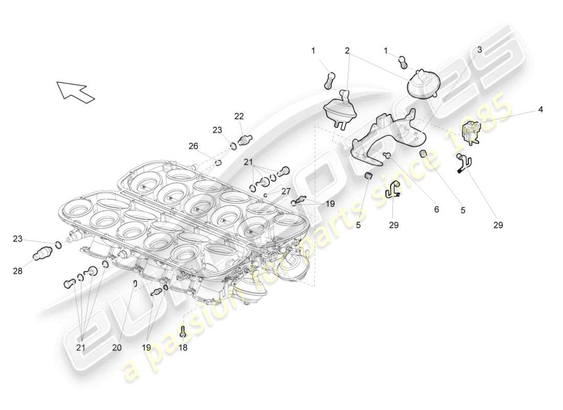 lamborghini superleggera (2008) drosselklappensteuerelement teilediagramm