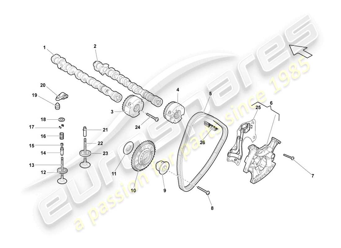 lamborghini gallardo spyder (2008) nockenwellenzylinder 1-5 teilediagramm