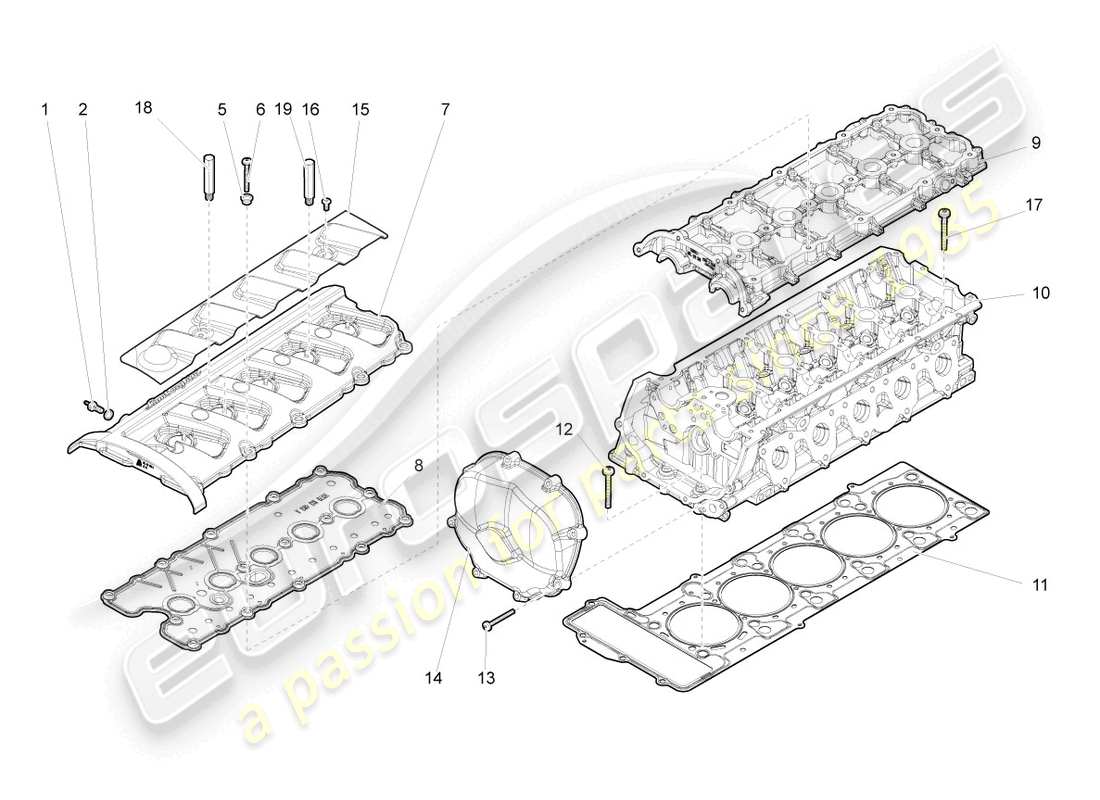 lamborghini gallardo spyder (2006) zylinderkopf zylinder 1-5 teilediagramm