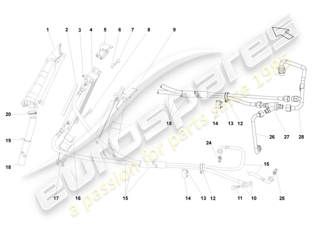 lamborghini gallardo spyder (2006) getriebeölkühler - ersatzteildiagramm