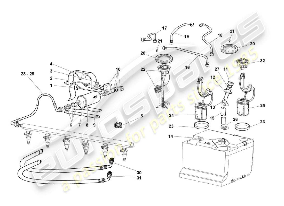 lamborghini lp670-4 sv (2010) kraftstoffleitung mit entlüftungsrohr ersatzteildiagramm