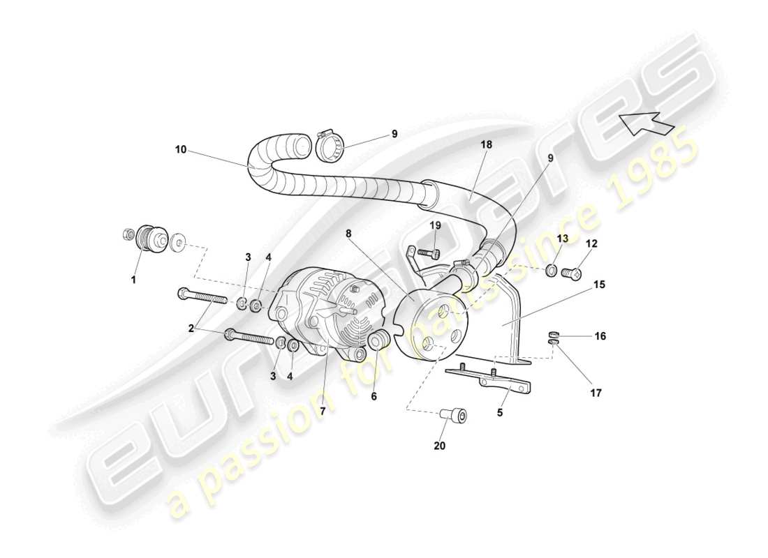 lamborghini lp640 coupe (2009) lichtmaschine - teilediagramm