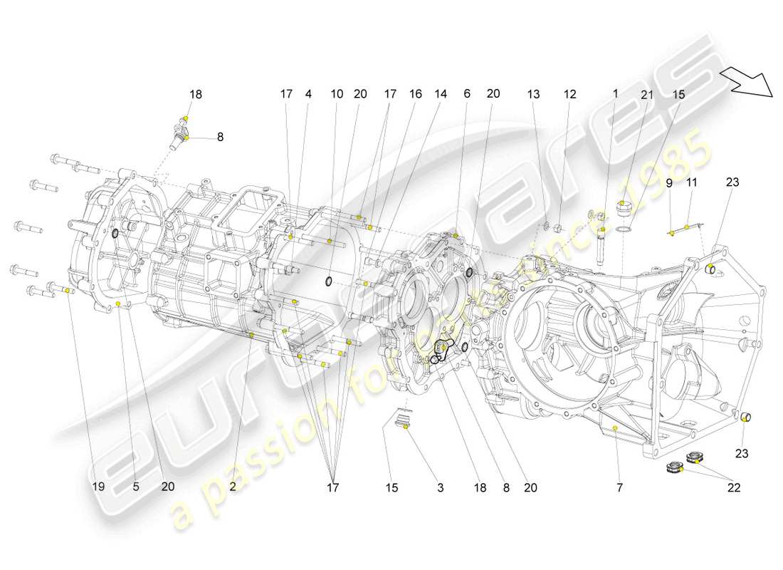 lamborghini gallardo coupe (2004) getriebegehäuse teilediagramm