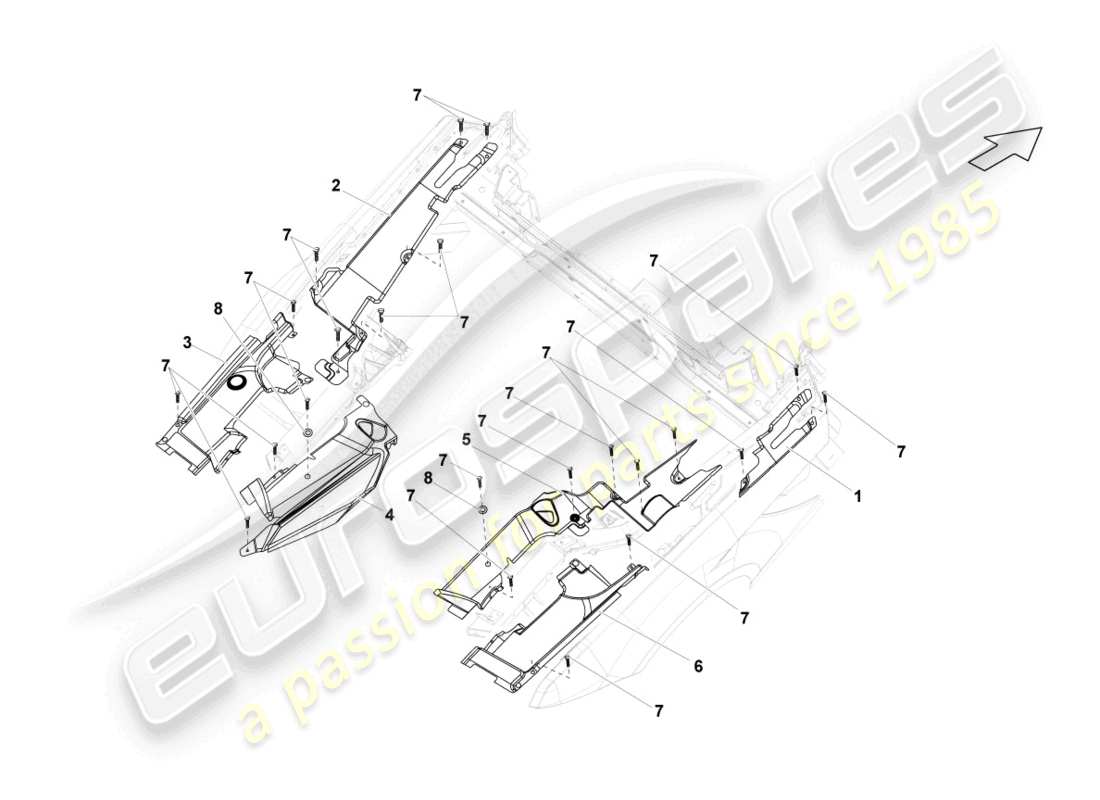 lamborghini gallardo spyder (2007) abdeckung für den motorraum teilediagramm