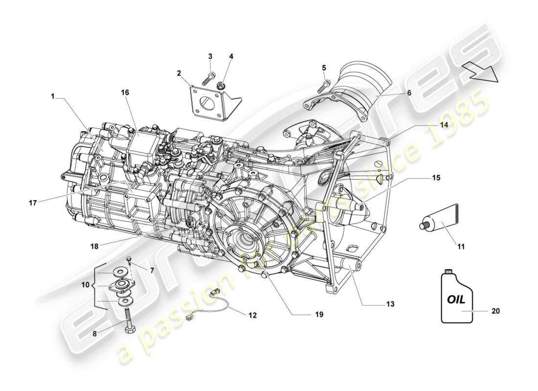 lamborghini lp560-4 spider (2013) getriebe, komplett ersatzteildiagramm