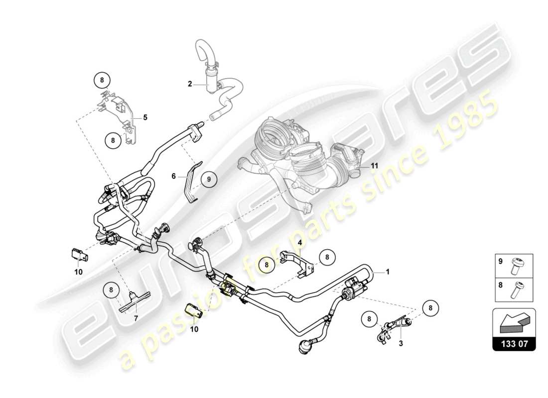 lamborghini urus (2020) kraftstoffzufuhrleitung 4.0 ltr. teilediagramm