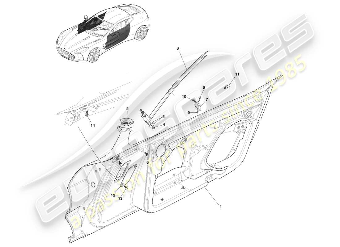 aston martin one-77 (2011) teilediagramm für vordertüren