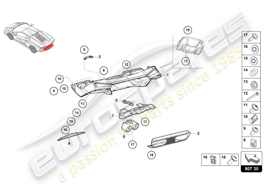 lamborghini countach lpi 800-4 (2022) stoßfängerunterteil ersatzteildiagramm