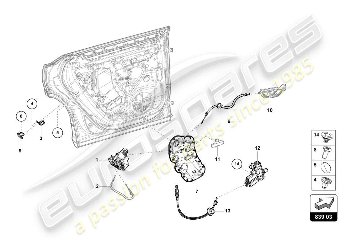 lamborghini urus (2021) türschloss hinten teilediagramm